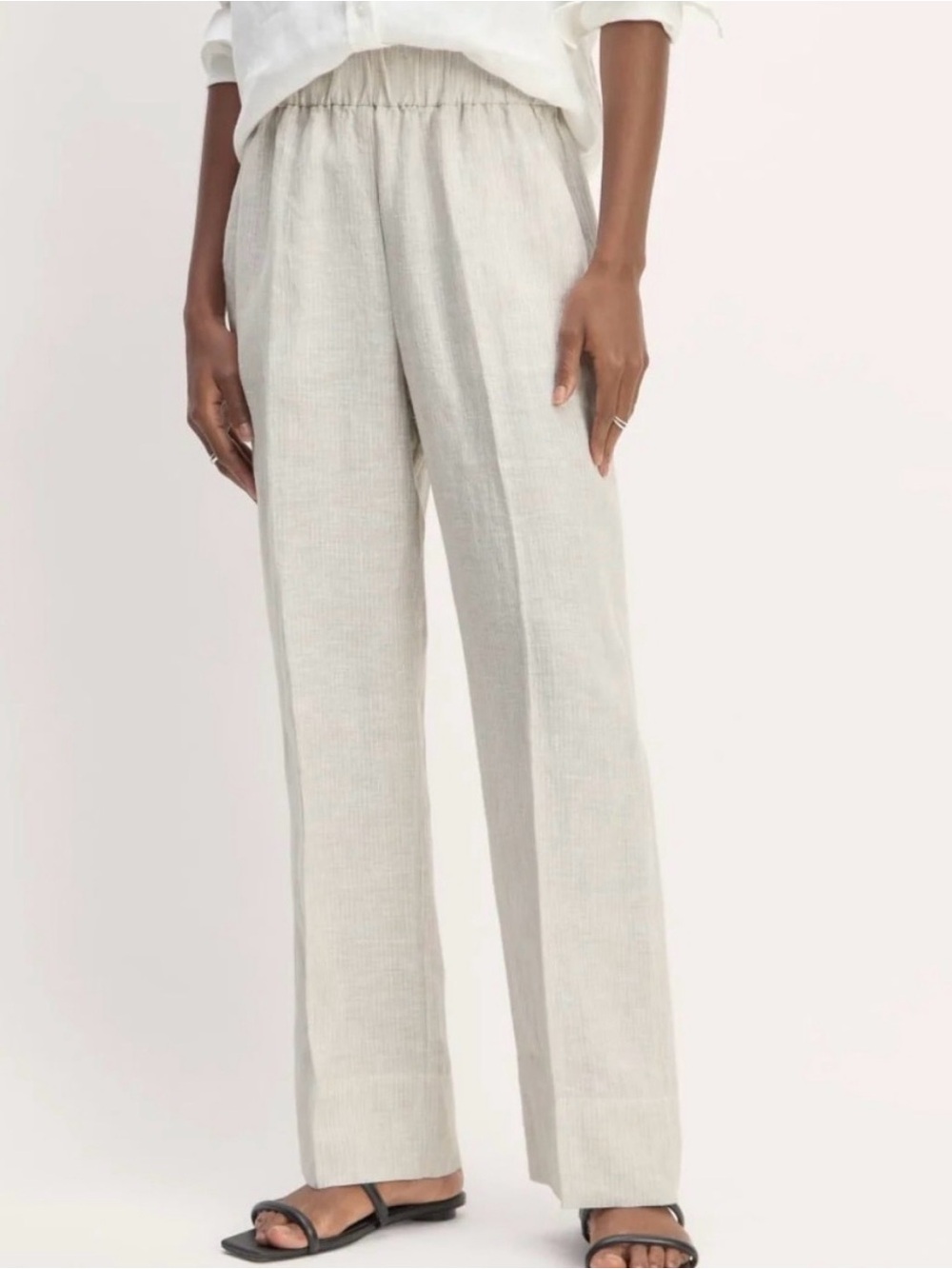 Everlane 100% linen pants, subtle stripes